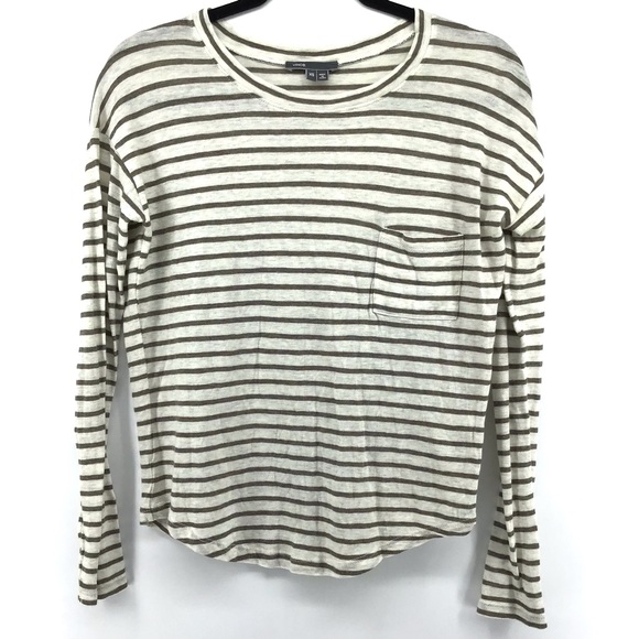 Vince Tops - VINCE Lightweight Striped Knit Long Sleeve Top
